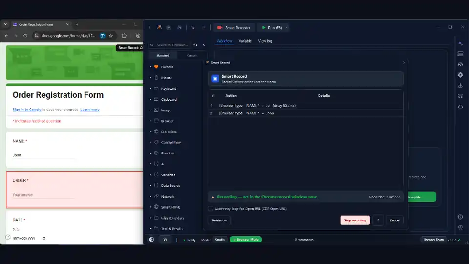 Auto-fill Google Forms in Chrome in the background with RunMacro